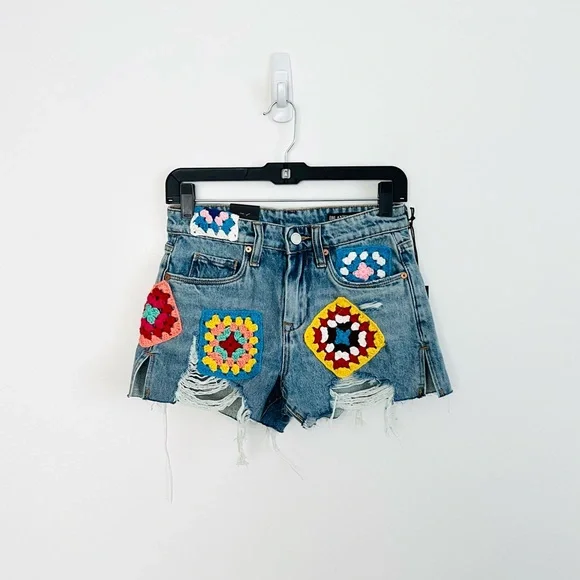Blank NYC Wildest Rhythm Patchwork Shorts NWT - Picture 5 of 16